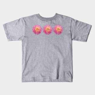 Three Pink Dahlias Floral Photo Kids T-Shirt